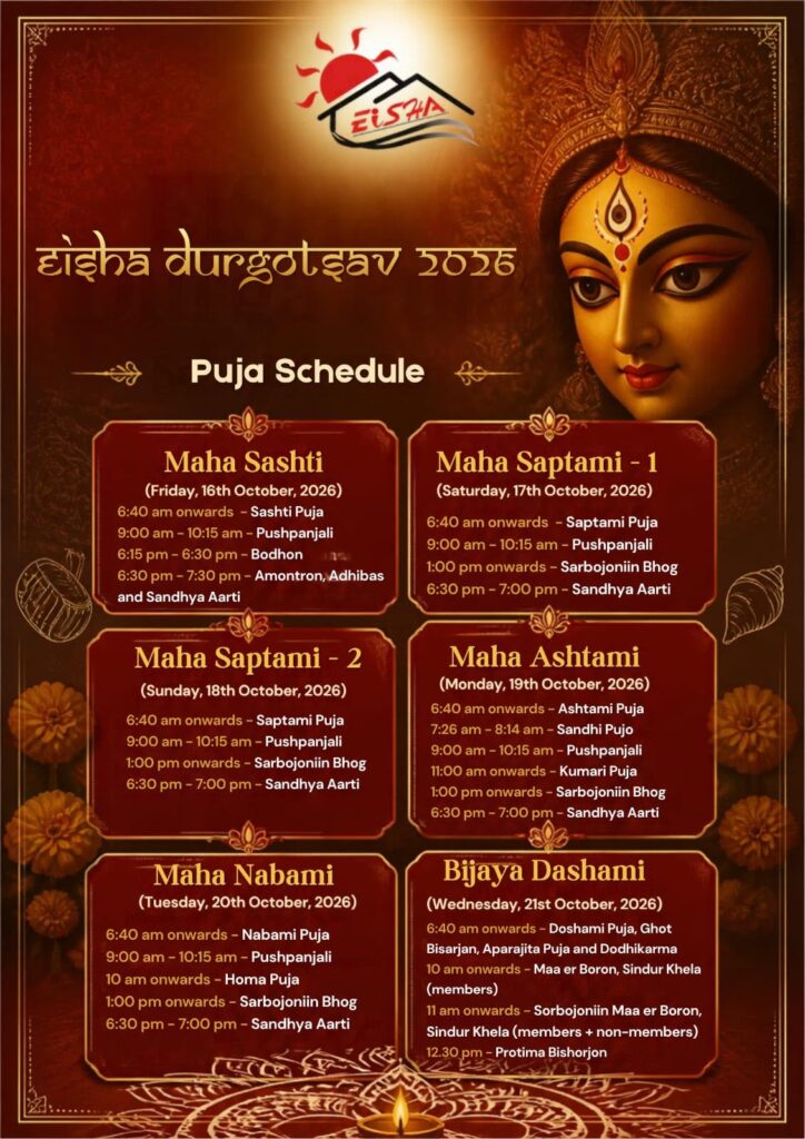 EISHA Puja schedule